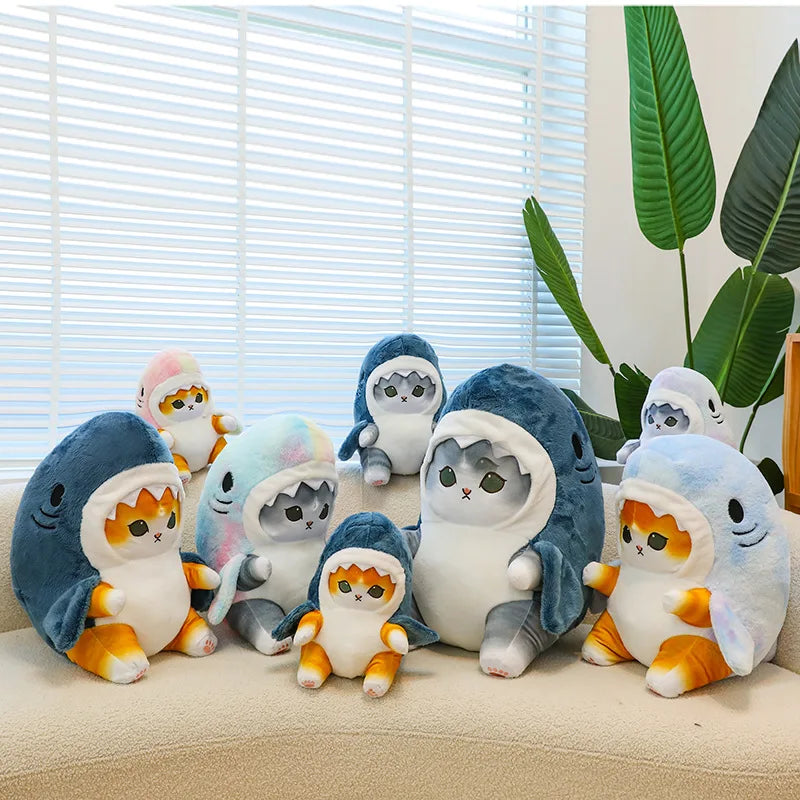Fun Transformed Cat Doll Plush Toy Cute Gift for Girls and Children Transformed Doll Shark Cat 25cm