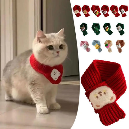 45cm Cat New Year Scarf Pet Accessories Kitten Christmas Winter Bib Birthday Dog Bichon Scarf Soft And Comfortable Fabric Cute P
