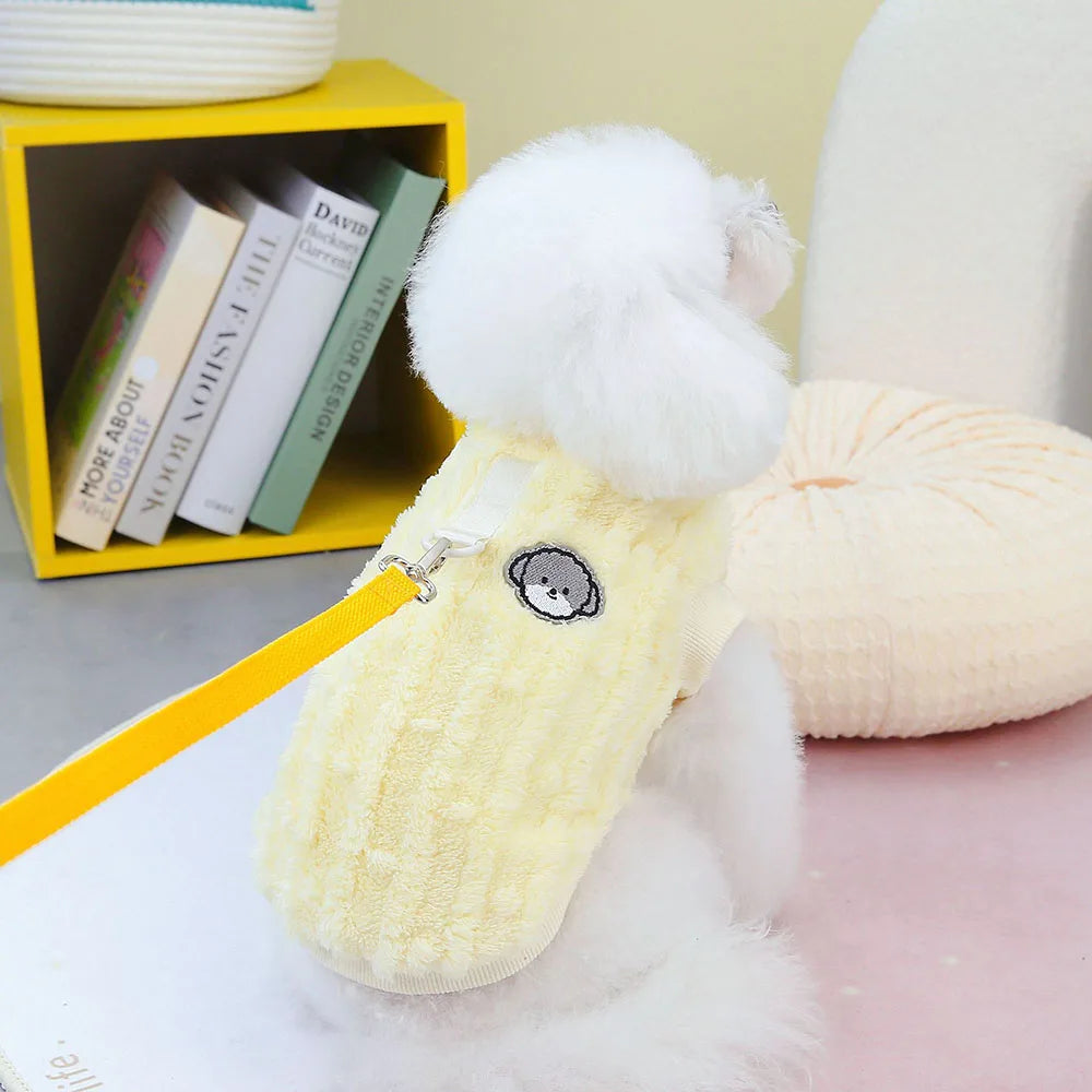 Winter Pet Clothes Warm Coral Fleece Dog Vest Pullover Jacket Puppy Dog Sweater with D Ring for Small Medium Dogs Cats Costume