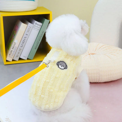Winter Pet Clothes Warm Coral Fleece Dog Vest Pullover Jacket Puppy Dog Sweater with D Ring for Small Medium Dogs Cats Costume