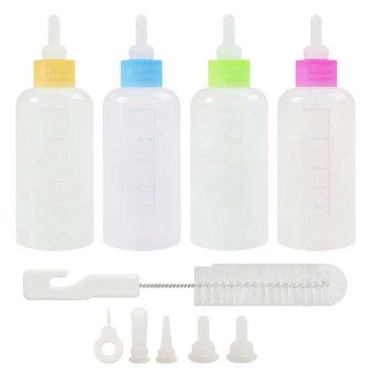 7pcs Puppy Nursing Bottle Kit Feeder Bottle Set for Small Dogs Replacement Feeding Nipples Cleaning Brushes for Puppies Kittens
