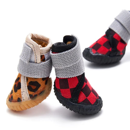 Pet Shoes Waterproof Non Slip Puppy Snow Booties for Small Dogs Chihuahua Boots for Winter Tiny Cat Shoes for Cold Weather 4pcs