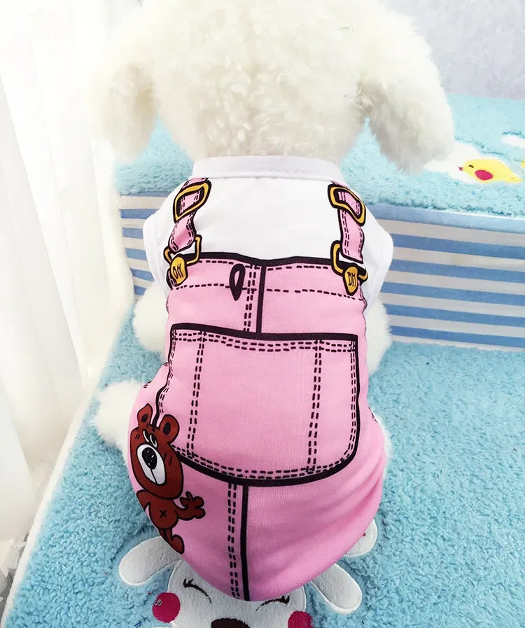 Wholesale Small Pet Dog Clothes Vest Down Jacket Cartoon Cute Chihuahua Tshirt Puppy Yorkshire Terrier Puppy Bulldog Ropa Perro