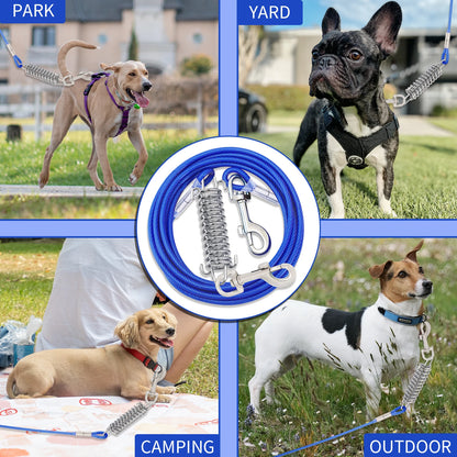 Steel Wire Dog Tie Out Cable, Dog Runner for Yard, Durable Superior Clips, Silver Dog Chains