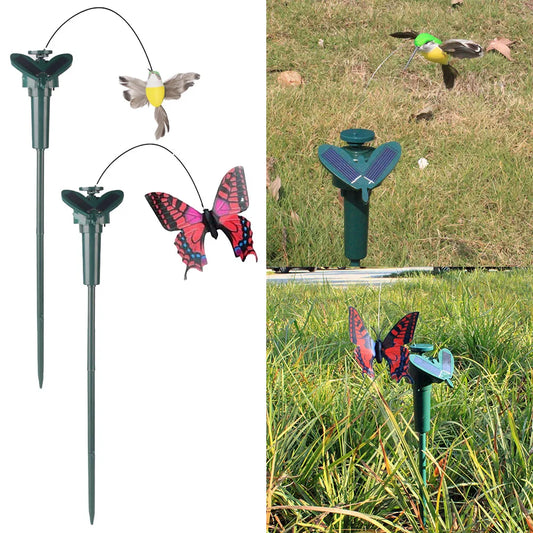 1PCS Realistic Solar Butterfly Bird Outdoor Yard Decor Waterproof Garden Ornaments Simulate Butterfly Circling Handicraft