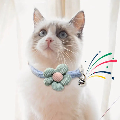 Pet Collar Cute Knitting Flower Bell Collar With Adjustable Collar Style Cartoon Cat Safety Small Dog Pet Supplies Buckle V6S4