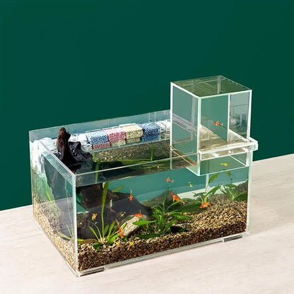 Fish Aquarium Tank Small Transparent Fish Elevator Tank Lightweight Acrylic Inverted Above Water Fish Tank Aquariums Fish Bowls