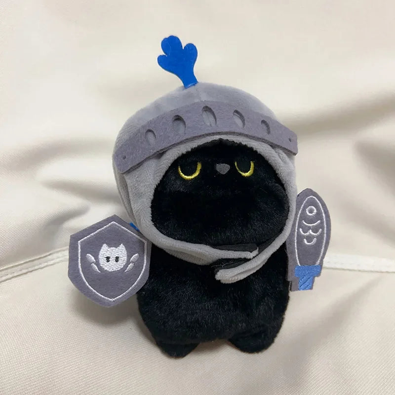 Q version Knight Cat Kitty cat doll toy backpack pendant Companion doll bag pendant Children's birthday gift Cute black cat toy