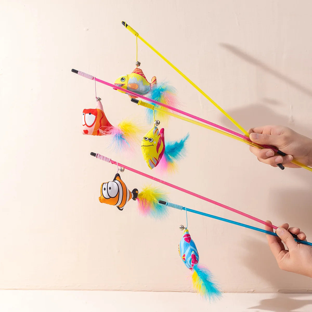 Cat Toy Cat Teaser Sticks Ocean Fish Playing Cat Stick Pet Supplies Biting Cat Toys Cat Mint Doll Feather Throwing Interaction