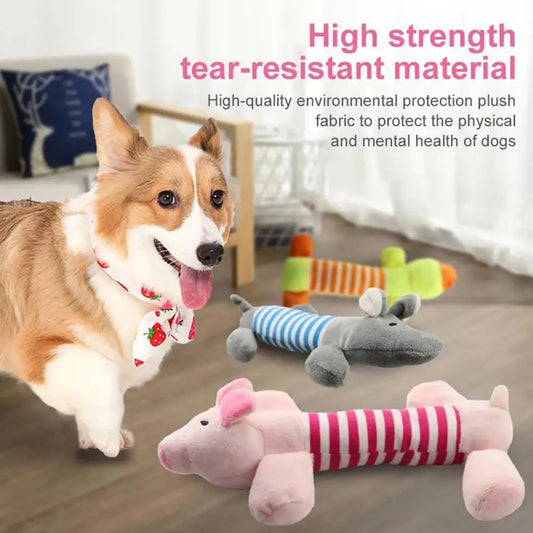 Pet Toys Cute Pet Chewing Teething Toys Cartoon Embroidery Bite-resistant Decompression Duck Pig Elephant Sounding Toys