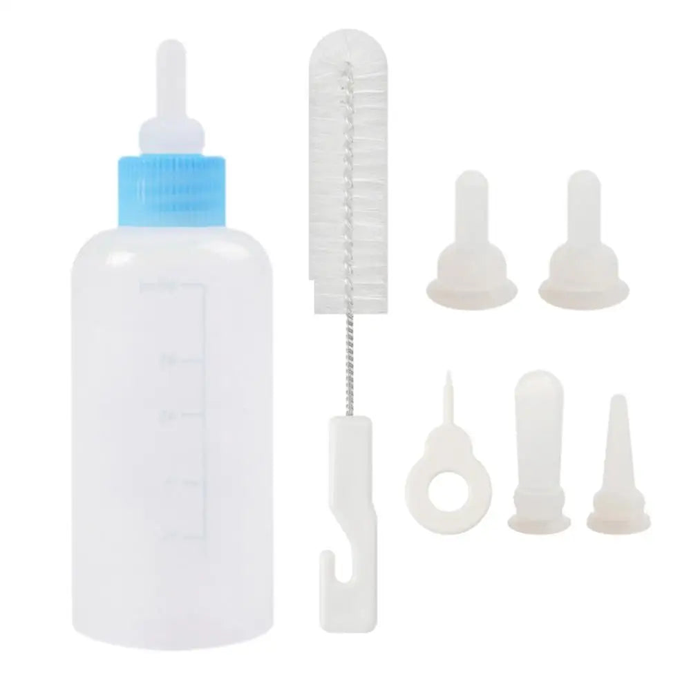 7pcs Puppy Nursing Bottle Kit Feeder Bottle Set for Small Dogs Replacement Feeding Nipples Cleaning Brushes for Puppies Kittens