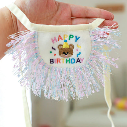 Designer Luxury Pet Dog Collar Lace Up Adjustable Birthday Party Gift Pet Items Cartoon Bear Unisex Neck Accessories for Cats