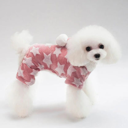 Soft Dog Pajamas Pjs Small Dogs Sweater Warm Doggy Winter Clothes Puppy Jumpsuit Flannel Onesie for Chihuahua Pet Cat Clothing