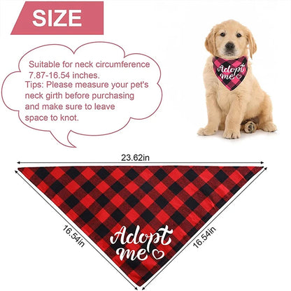 Adopt Me Dog Bandanas Plaid Dog Bandana Adjustable Dog Scarf Bibs Scarf Set for Dog Cat Pet Animals