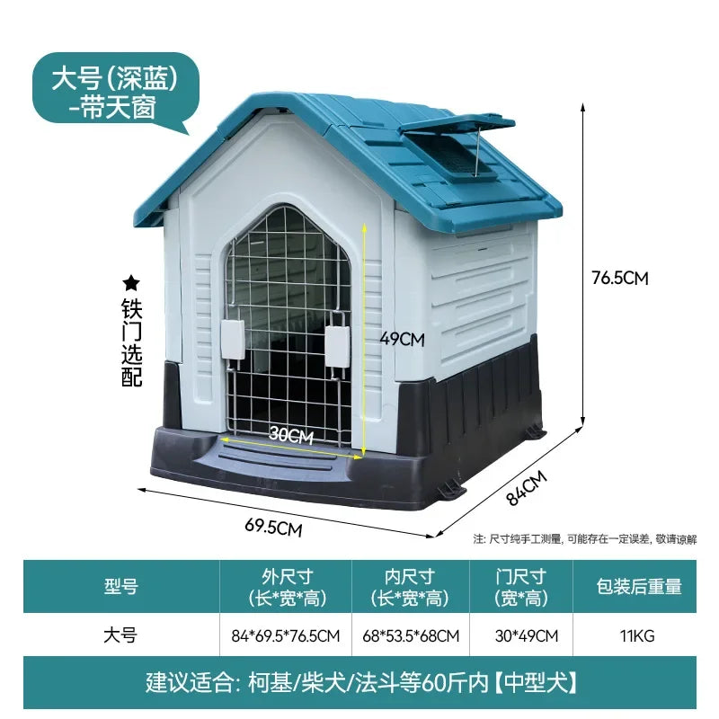 New Dog House Outdoor Waterproof Kennel All Seasons Indoor Dog House Outdoor Rainproof Sunscreen Medium and Large Dogs.