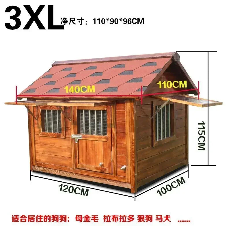 Outdoor Solid Wood Labrador Kennel Waterproof Small Medium Large Dog Cage Golden Retriever Teddy Kennel