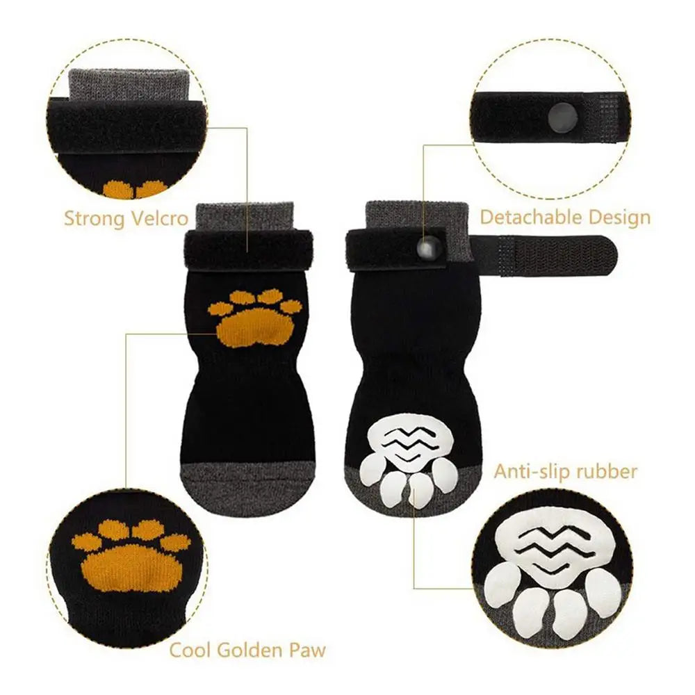 Pet shoe cover indoor warm anti-slip pet socks dog soft comfortable magic sticker adjustable fit Wear-Resistant Dog Shoes