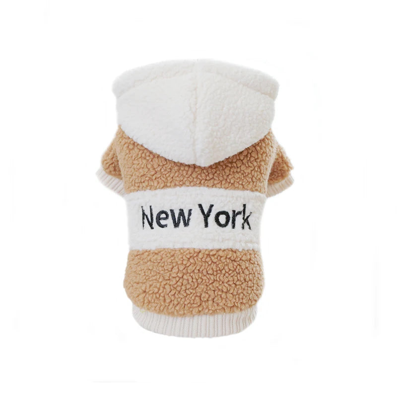 Thicken Warm Sherpa Fleece Dog Coat Winter Dog Clothes for Small Medium Dogs, Puppy Hooded Sweater Yorkie Chihuahua Pet Apparel