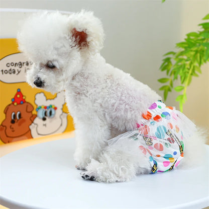 Floral Pet Dog Physiological Pants Cute Plaid Dress Lace Female Teddy Yorkshire Cats Shorts Breathable Cotton Small Dog Clothes