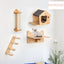 Wall Mounted Cat Climbing Shelves Cat House Cat Bridge Cat Double Platform with Scratching Post and Pedals Stairway for Kittens