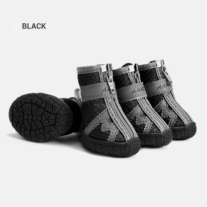 4pcs Waterproof Dog Shoes Anti-slip Rain Boots Footwear Protector Breathable Reflective Booties for Small Dogs Pet Puppy Socks