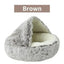 Long Soft Plush Round Cat Bed Comfortable Warm For Small Dogs Winter Sleep Bag Cats Nest Round Semi Enclosed Plush Pet Cat Bed