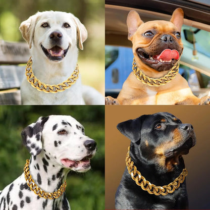 23MM Gold Dog Collar,Dog Chain Collars with Cuban Link Dog Collar,Heavy Duty Training Collar Chew Proof for Medium Dogs