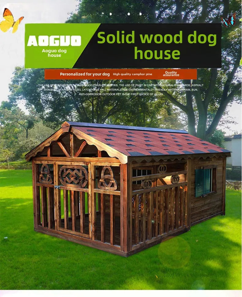 Manufacturer spot outdoor dog house wooden dog villa bite-resistant kennel rain-proof kennel can be customized dog house pet ca