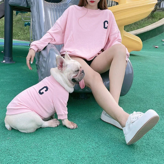 The New  Pet Clothes  Dog Costume Embroidery Crew Neck Parent-child Wear Spring and Autumn Pure Cotton Three Colors Seven Sizes
