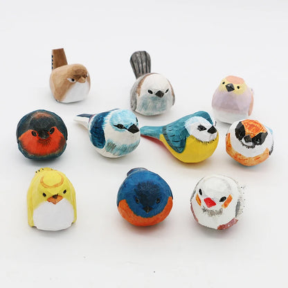 Wooden Bird Figurine Ornaments Handmade Carving Animals Miniature Crafts Art Decor Home Desktop Decoration Children Gifts