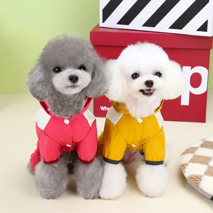 Waterproof Dog Jumpsuit with Hooded Four Legs Small Dog Raincoat Waterproof Puppy Clothes Reflective Doggy Rain Coat Pet Costume