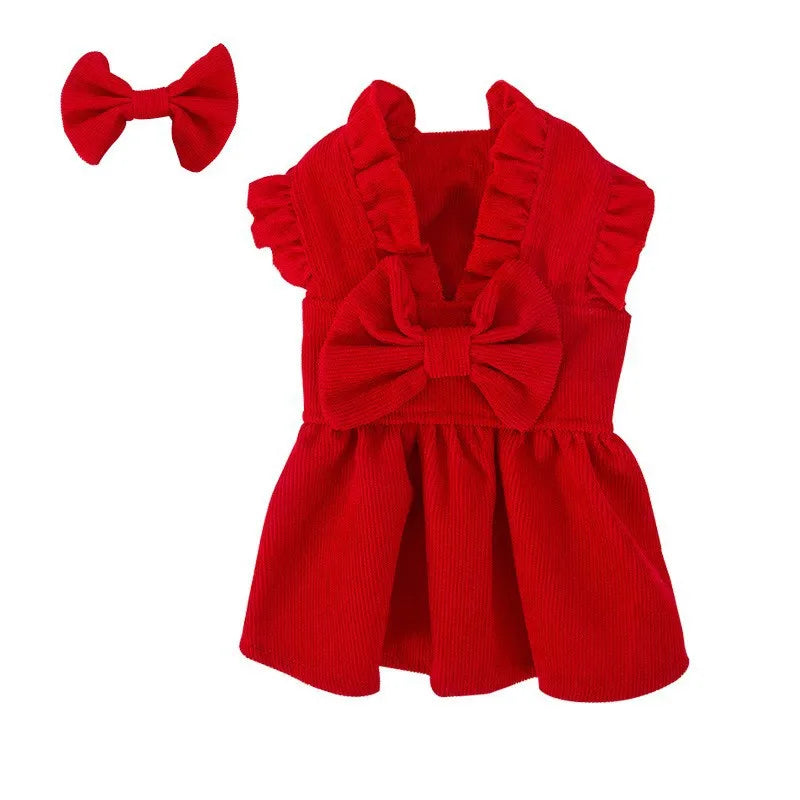 Christmas Costume Dress and Shirt Set for Pet Dog Luxury Dog Clothes Chihuahua Clothing Puppy Skirt Pet Apparel Dog Bow Dress