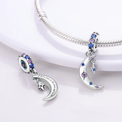 MULA 1PC Coffee Pet Moon Star Silver Plated Pendant Fit Original Snake Chain Charm Bracelet DIY Women Jewelry Gift