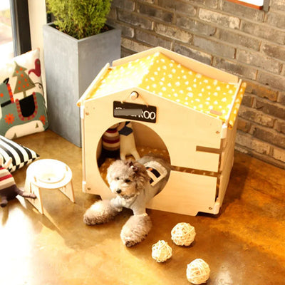 Pet natural birch hairball decoration, kennel wooden house, pet tent shed design