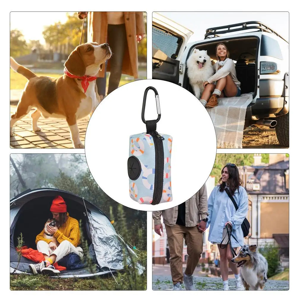 Dog Poop Bags Dog Waste Bag Holder with Graphic Print Poop Bag Dispenser Doggy Waste Bags Portable Doggie Bag Holder for Travel