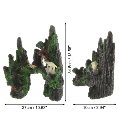 UXCELL Artificial Resin Rockery Fish Tank Landscape Aquarium Decor Mountain Hiding Cave Pet Supplies Ornament Accessories