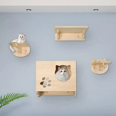 Cat Wall Mounted Climbing Shelves Cat Bed Hammock Bridge Stairway Ladders For Cat Playing & Relaxing House For Cats Tree Tower