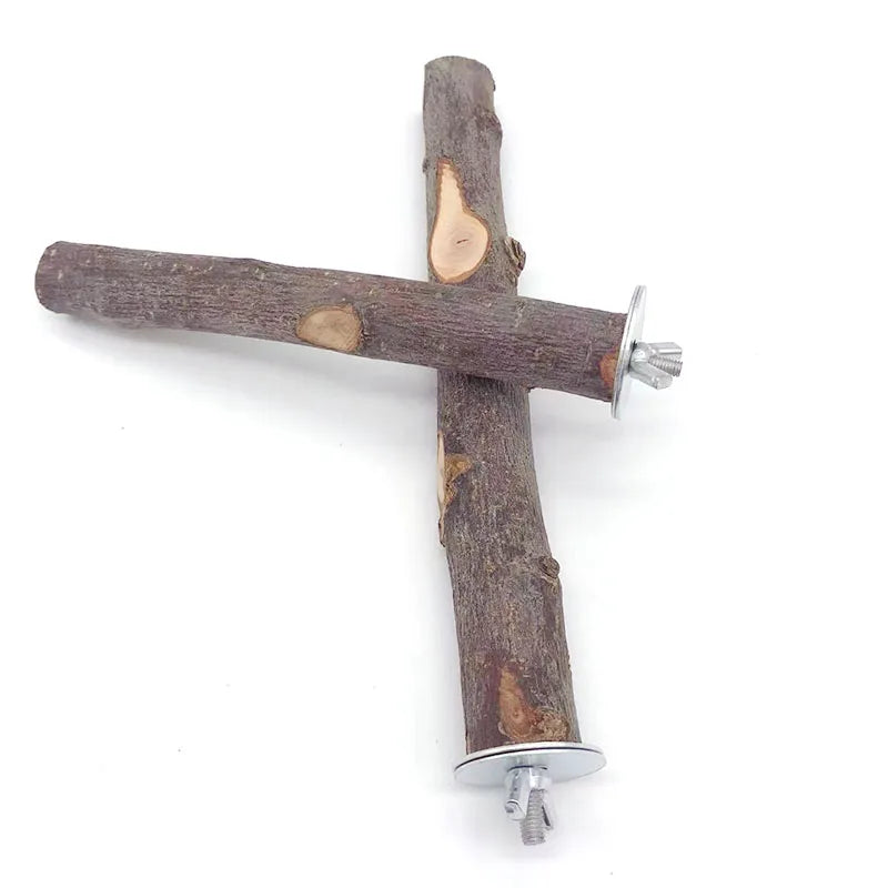 Natural Wood Pet Parrot Raw Wood Fork Tree Branch Stand Rack Squirrel Bird Hamster Branch Perches Chew Bite Toys Stick Supplies