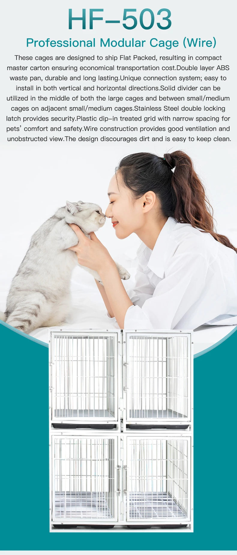 Good Price Veterinary cage Stainless Steel Four Sets of Dog Cat Stainless Steel Pet Cage