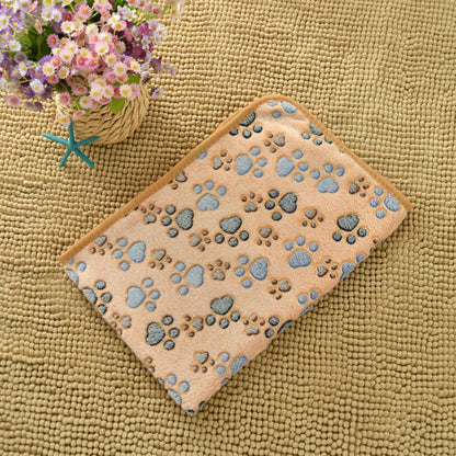 Pet Blanket Dog Puppy Blanket Paw Print Fleece Blanket for Small Medium Large Pet Dog Cat Warm Soft Sleep Mat Doggy Bed Blanket