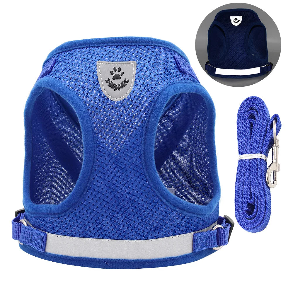 Breathable Cat Harness with Leash Anti-Escape Cat Vest Harness Collar for Kitten Pet Accessories Adjustable Puppy Harness Leads
