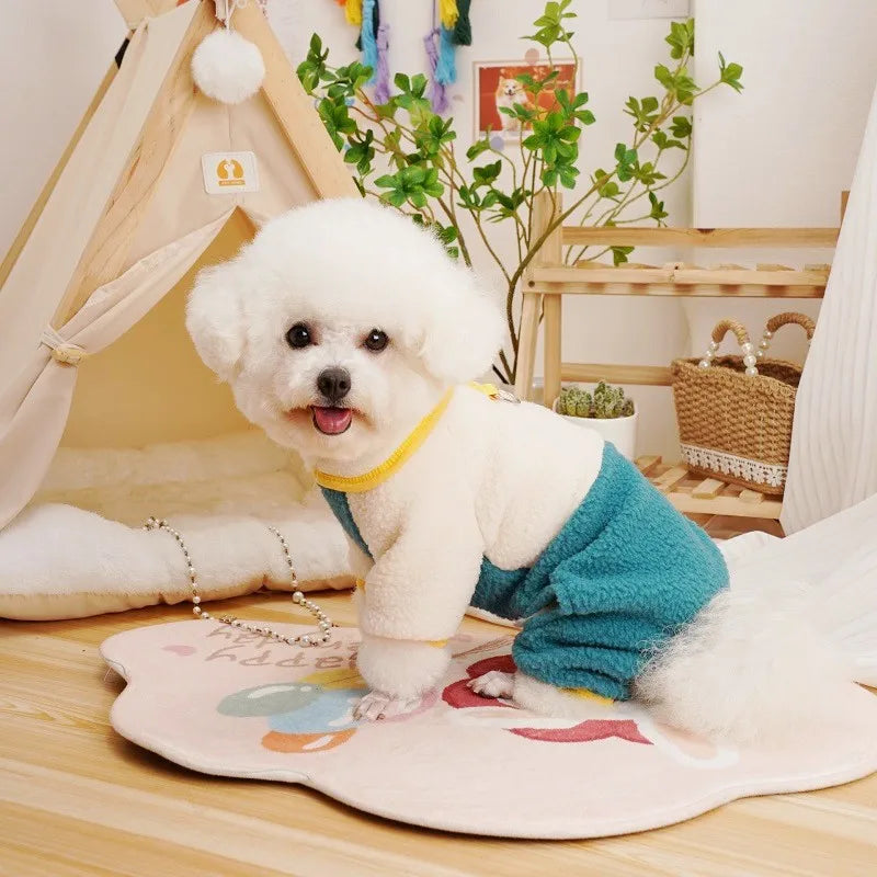 Dog Coat with Harness Winter Dog Clothes Chihuahua French Bulldog Clothing Thin Jacket Fleece Jumpsuit Dog Costumes Puppy Coat