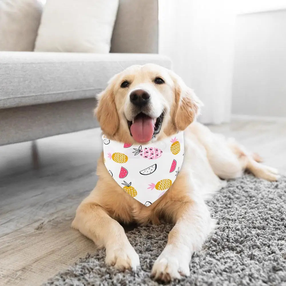 Fruit Dog Bandana Triangle Scarfs Bibs with Cute Fruit Pattern Cartoon Dog Triangle Bib Fruit Print Pet Neckerchief for Pet Dog