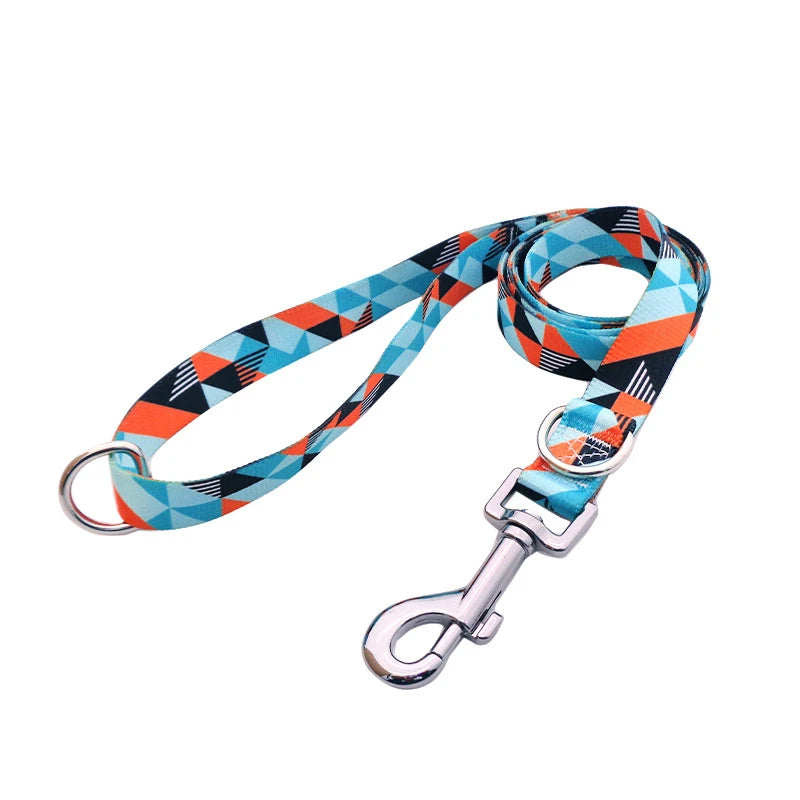 Geometry Color Pet Dog Leash Anti-Lost Durable Collar Kit Personalized 120cm Dog Chain Medium Puppy Pet Accessories for Husky