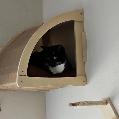 Cat Tree Tower Cat Hammock Cat House With Thick Cushions Wall Mounted Half-sheltered kitty Nest Satisfy Habits of Cat Easy Clean