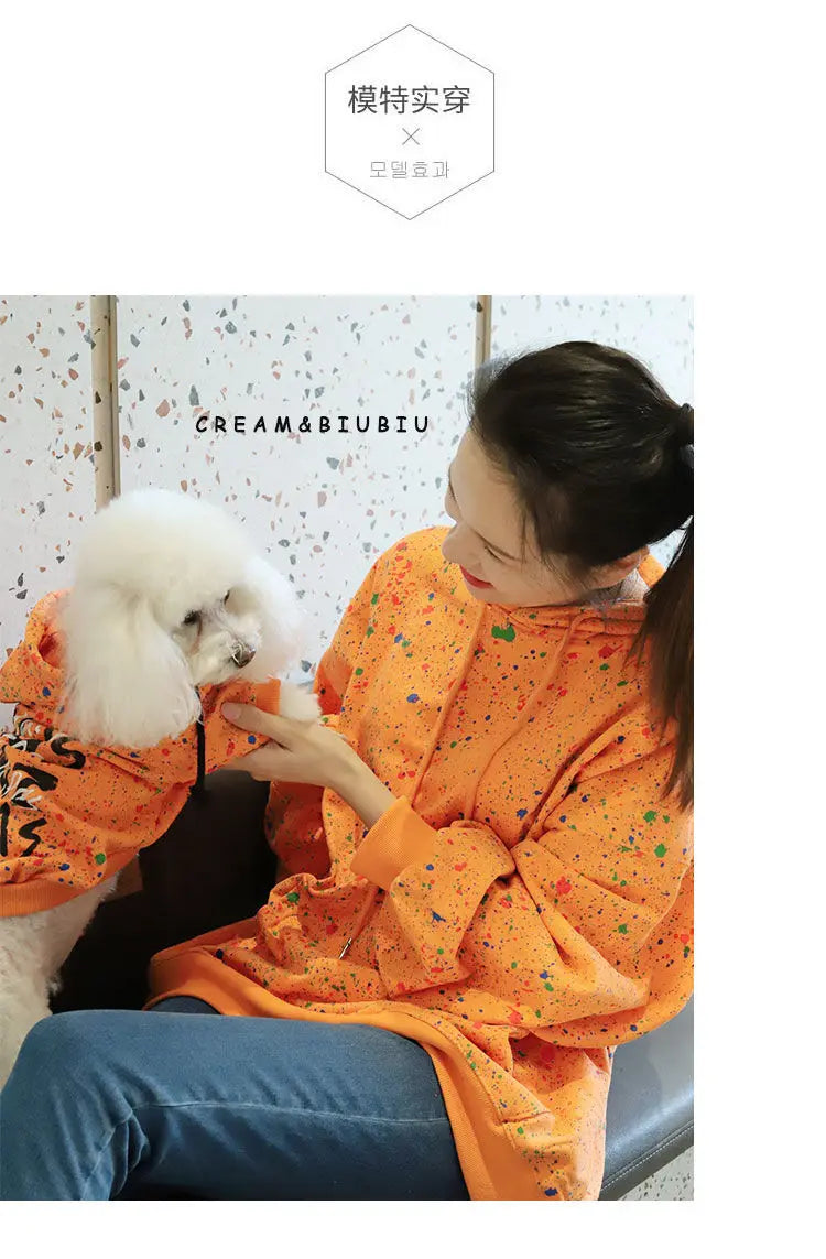 Dog Hoodie Dog Costume Pet Clothes Dog Clothes for Small Dogs Spring and Autumn Parent-child Wear Keep Warm Embroidery