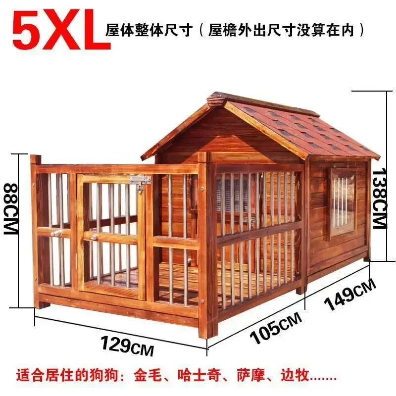 Outdoor Waterproof Solid Wood Kennel Medium and Large Dog Golden Retriever Kennel House Rainproof Outdoor Four Seasons