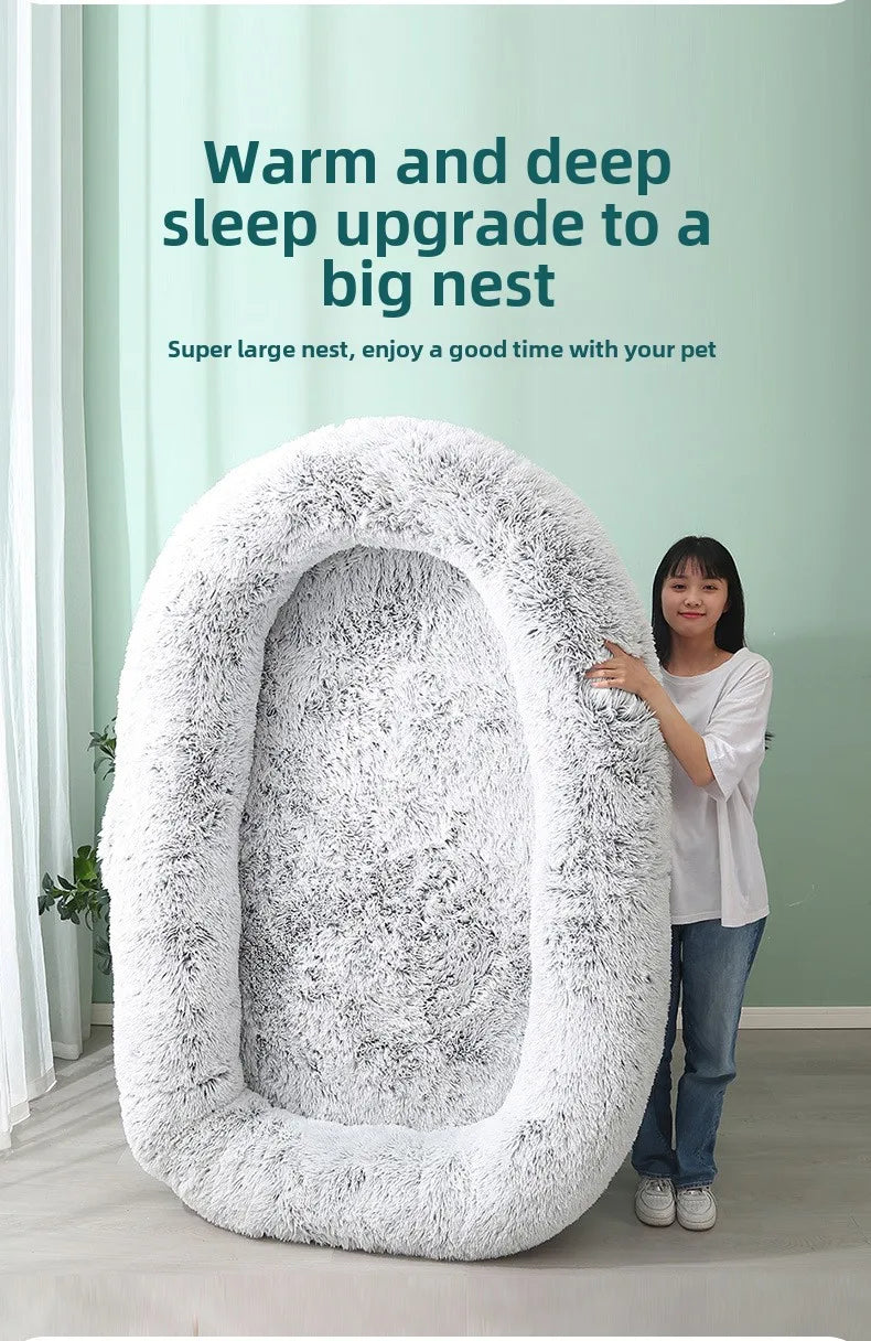 Large Kennel Pet Pad Human Dog Bed Winter Warm Pet Supplies Removable and Washable Sofa Lazy Can Sleep and Lie Down