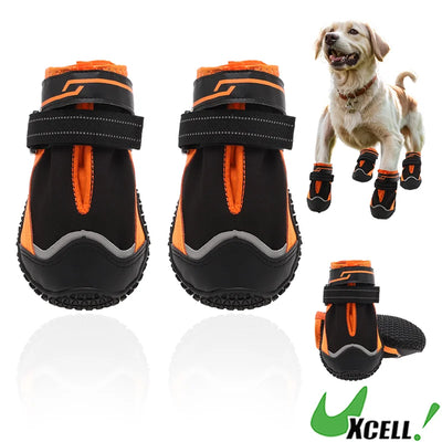 UXCELL 4pcs Casual Dog Shoes Waterproof Anti-Slip Dog Shoes Dog Boots Paw Protectors Outdoor Walking Protector Pets Shoes