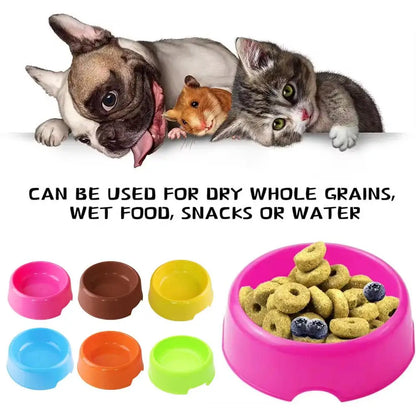 Candy Color Plastic Pet Round Bowl Cat And Dog Food Bowl Pet Small Cat And Dog Tableware Wholesale Easy To Clean Colorful